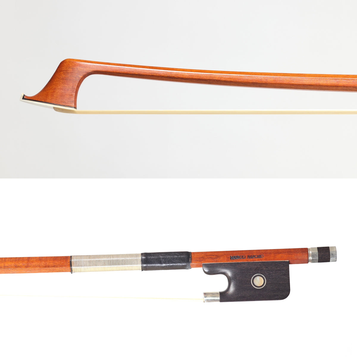 A Good Octagonal Silver Mounted Cello Bow From Marco Raposo