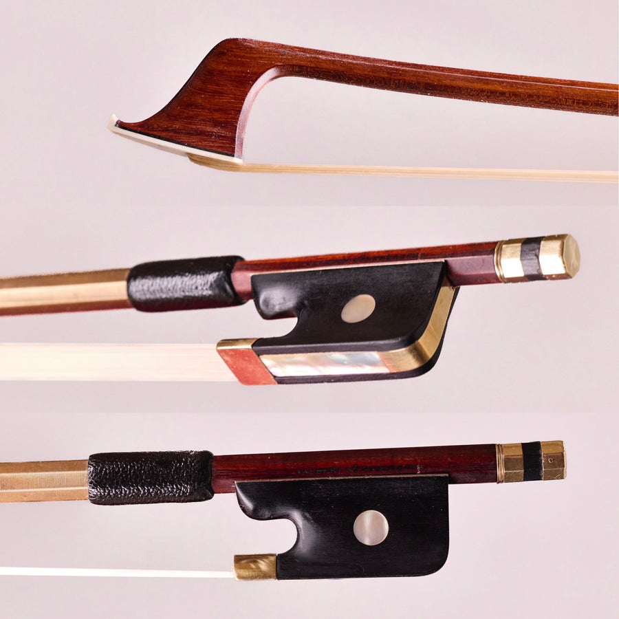 A Stunning Gold Mounted Cello Bow By Albert Nurnberger.